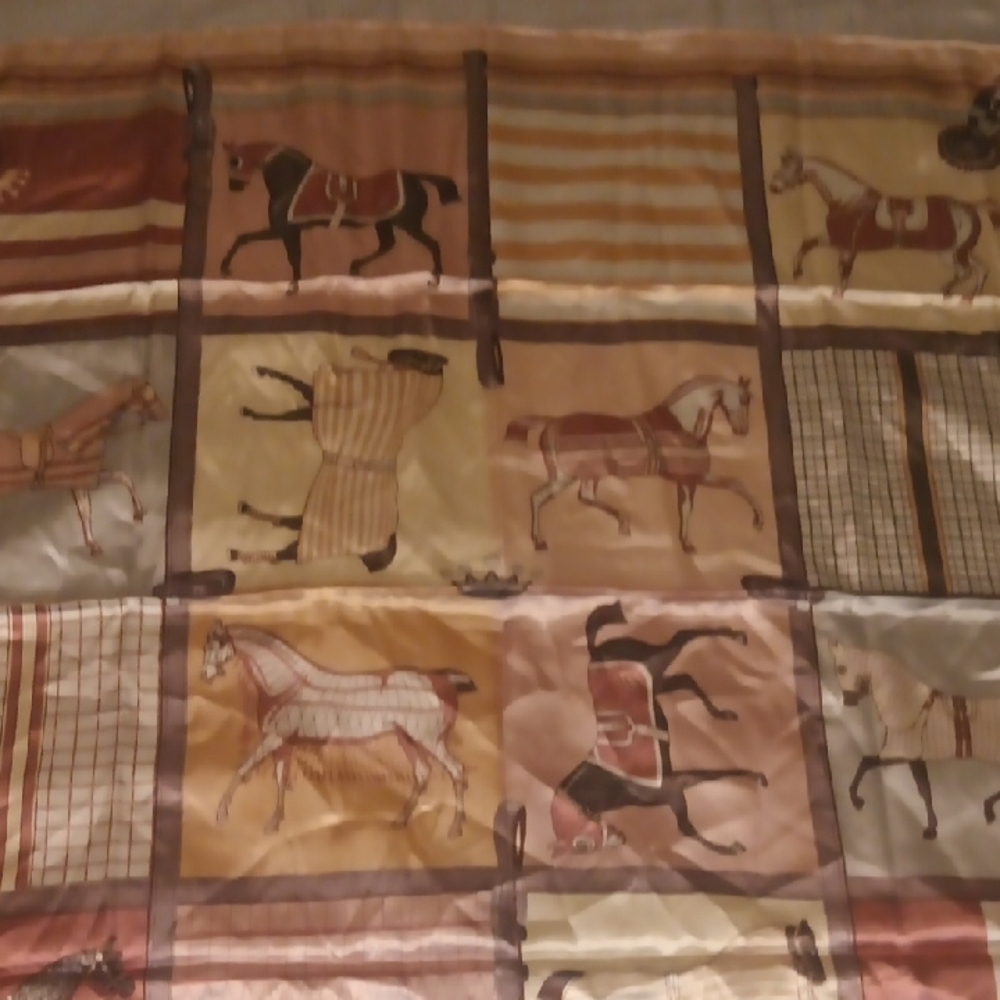 Equestrian Themed Scarf with Horse Print